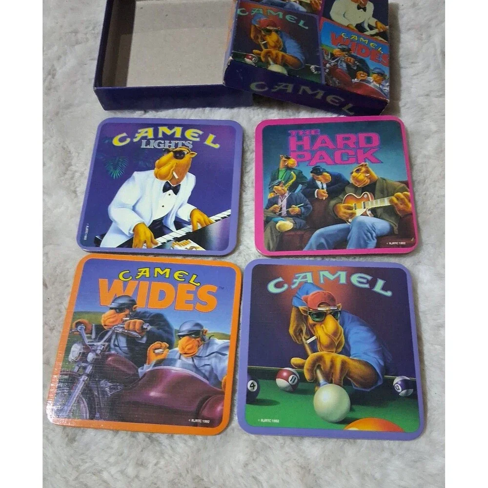 Camel Cigarettes Joe Camel Boxed vintage coaster set 4 w original box